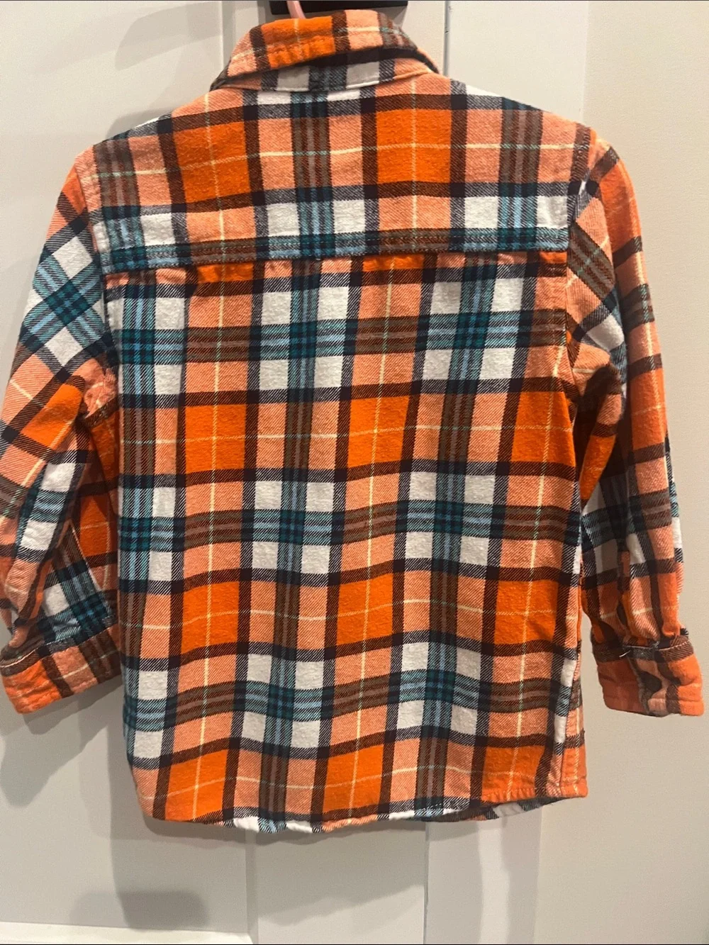 OshKosh B'gosh Orange Plaid Button-Down Shirt with Teal Accents